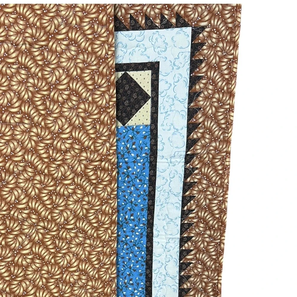 Handmade Children Flying Kite Quilt Wall Hanging‎ 32x34 Blue Brown